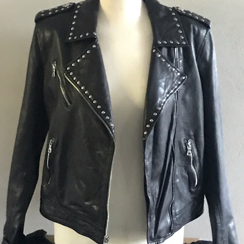 Sanctuary Genuine Black Leather Motorcycle Jacket